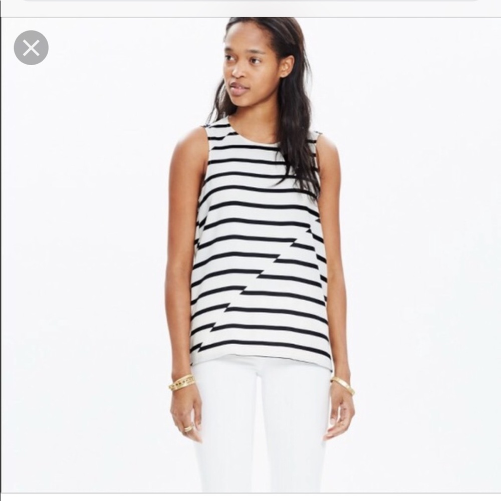 Madewell black and white blouse size XS